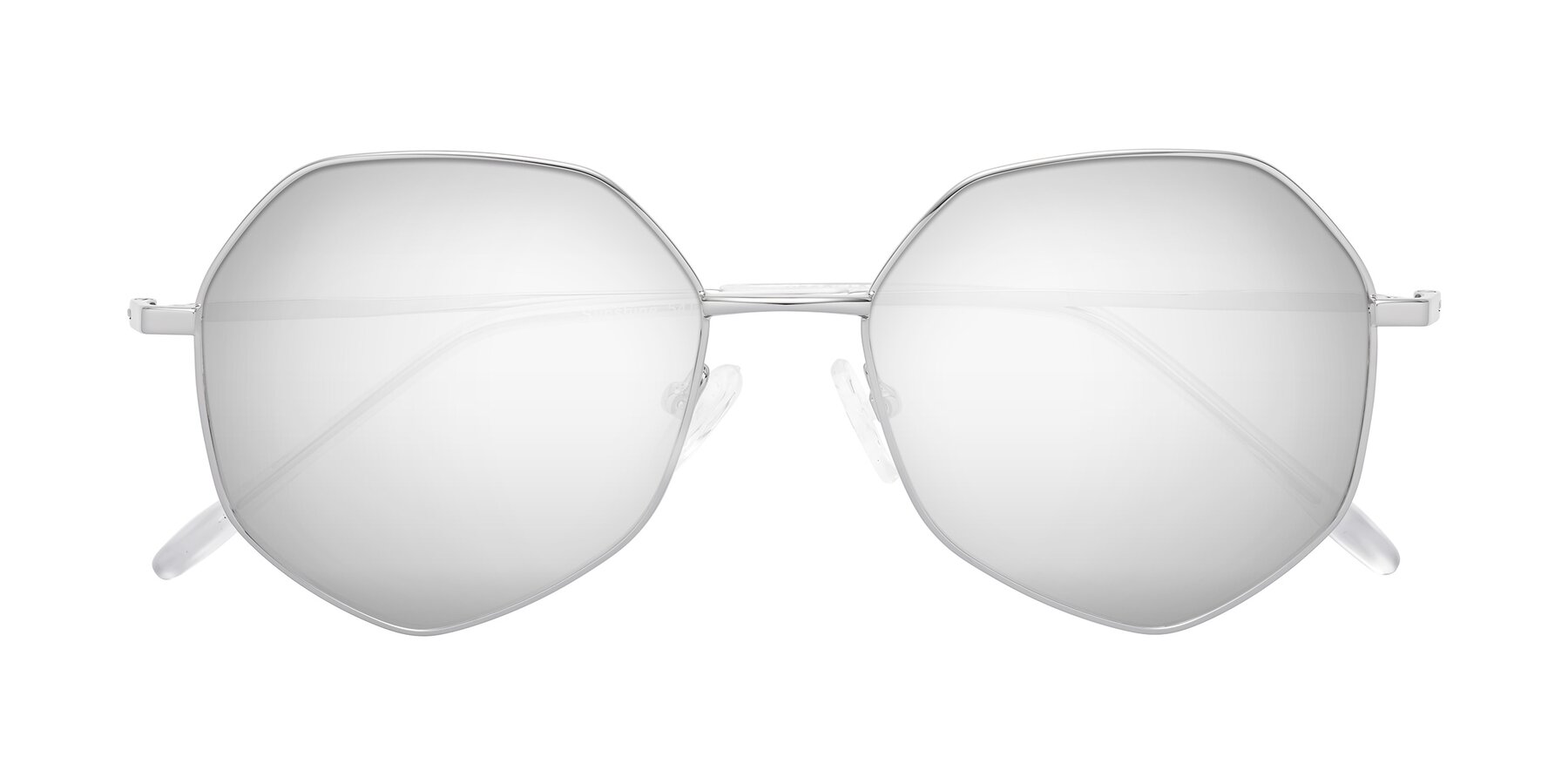 Folded Front of Sunshine in Silver with Silver Mirrored Lenses