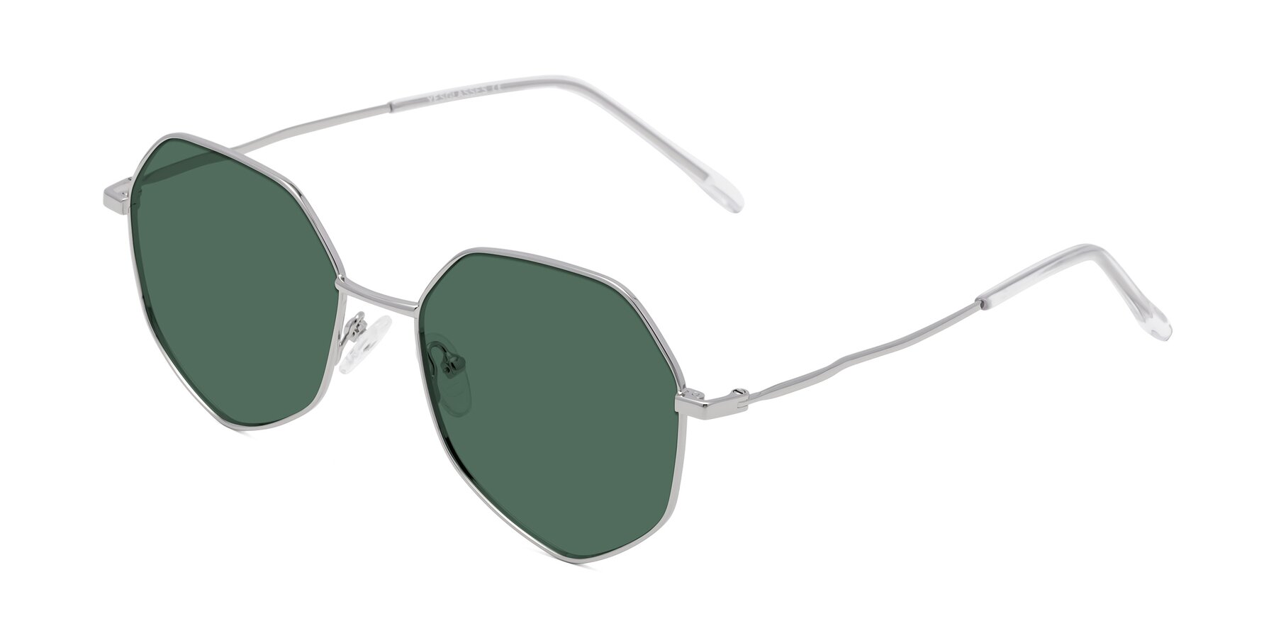 Angle of Sunshine in Silver with Green Polarized Lenses