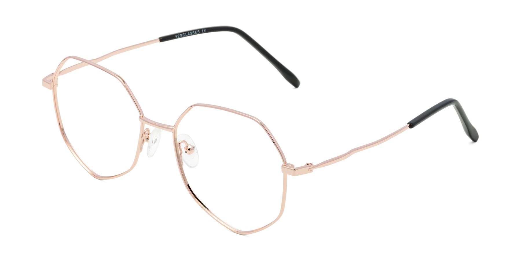 Angle of Sunshine in Rose Gold with Clear Eyeglass Lenses