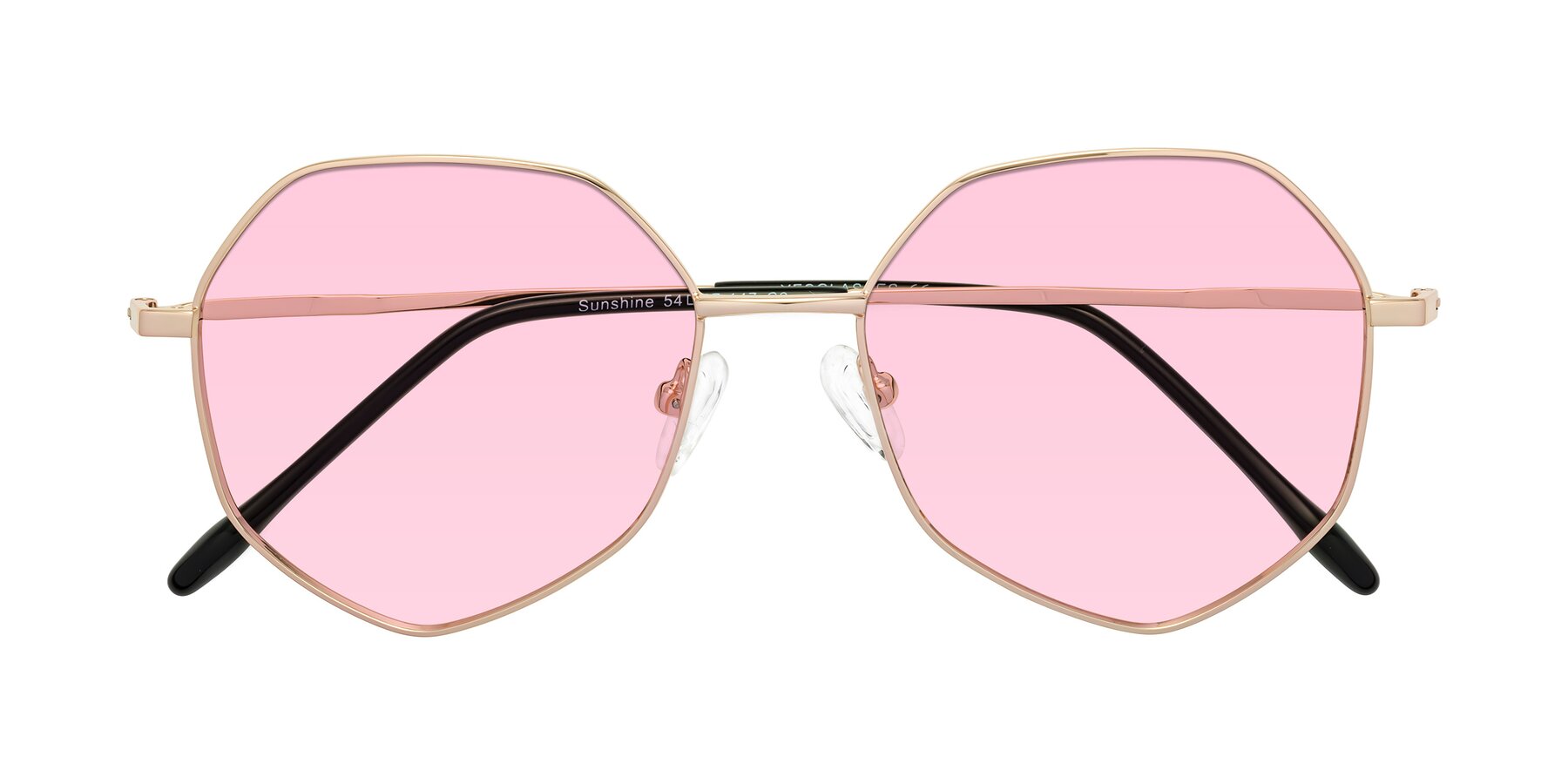 Folded Front of Sunshine in Rose Gold with Light Pink Tinted Lenses