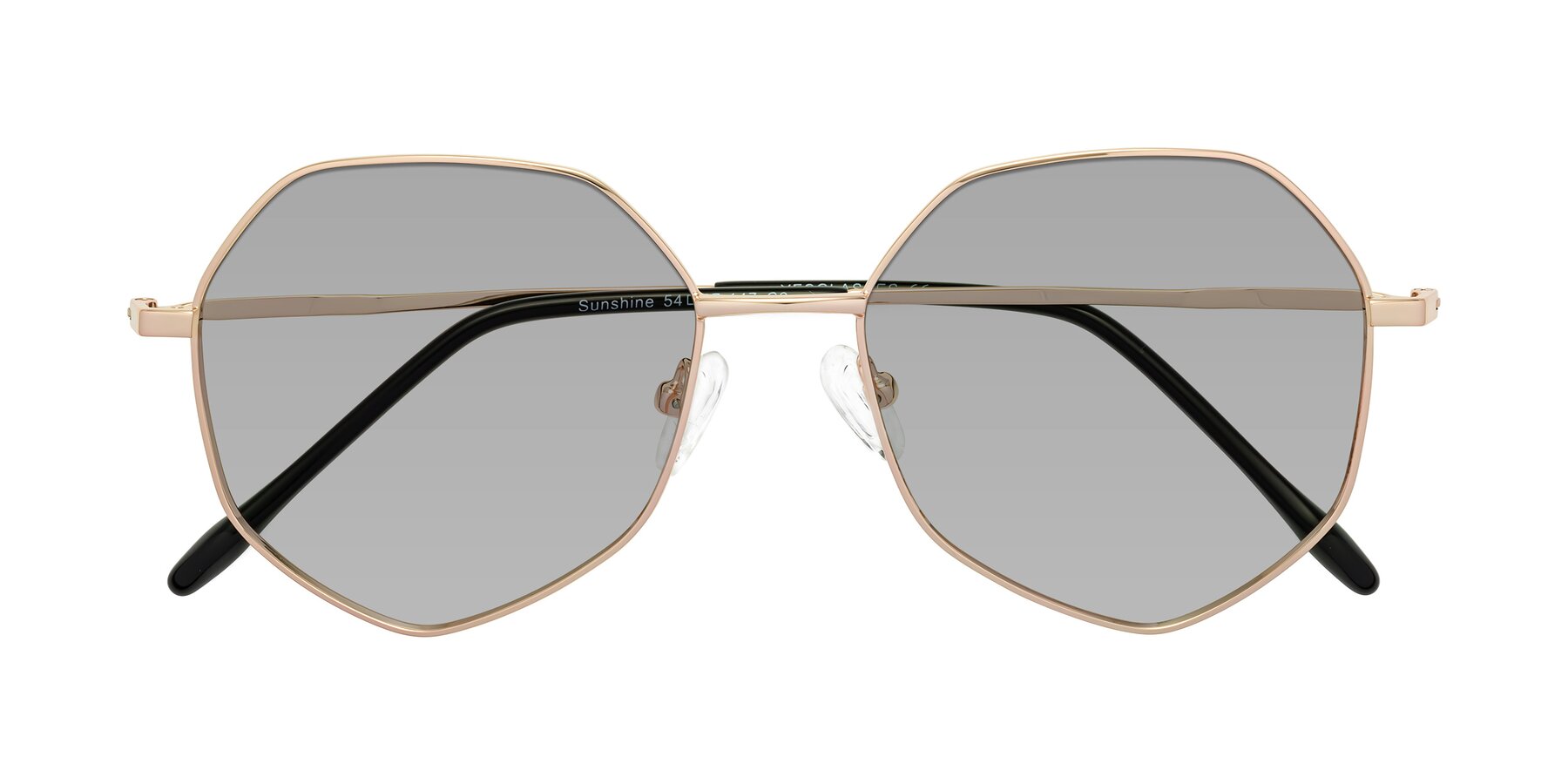 Folded Front of Sunshine in Rose Gold with Light Gray Tinted Lenses