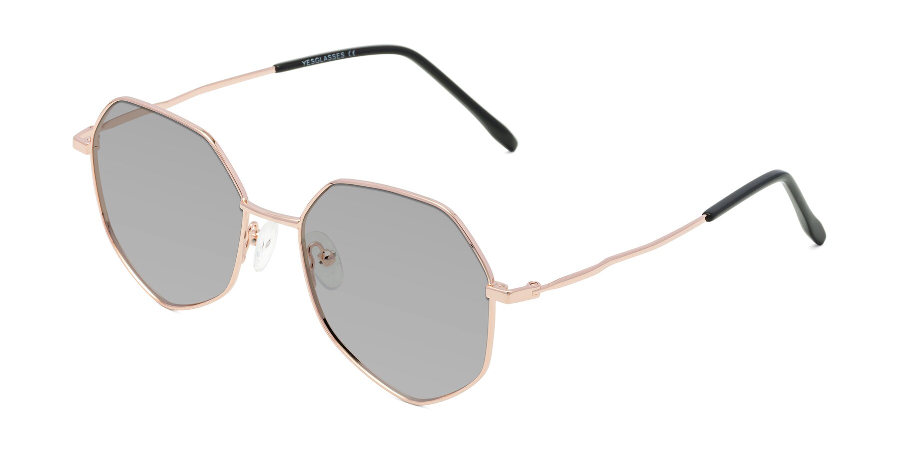Angle of Sunshine in Rose Gold with Light Gray Tinted Lenses
