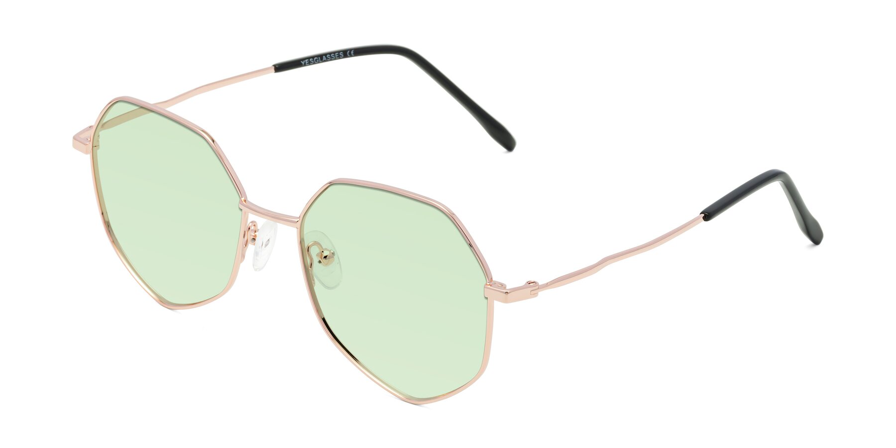 Angle of Sunshine in Rose Gold with Light Green Tinted Lenses