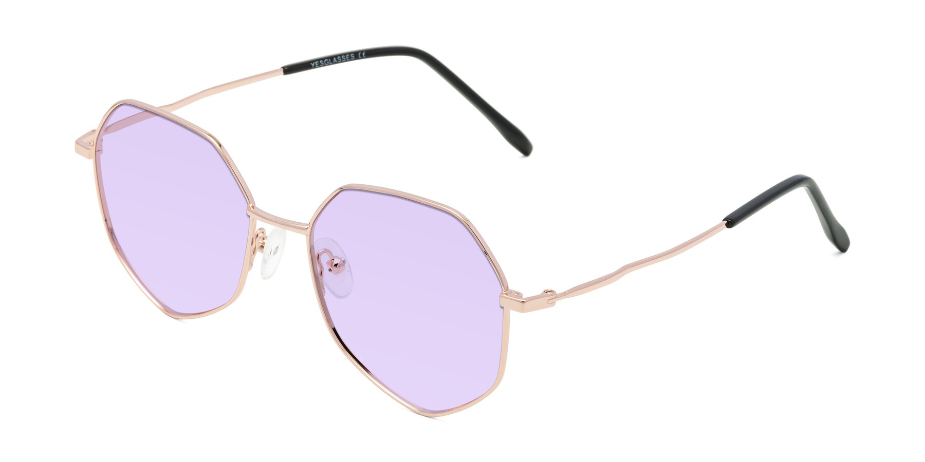 Angle of Sunshine in Rose Gold with Light Purple Tinted Lenses