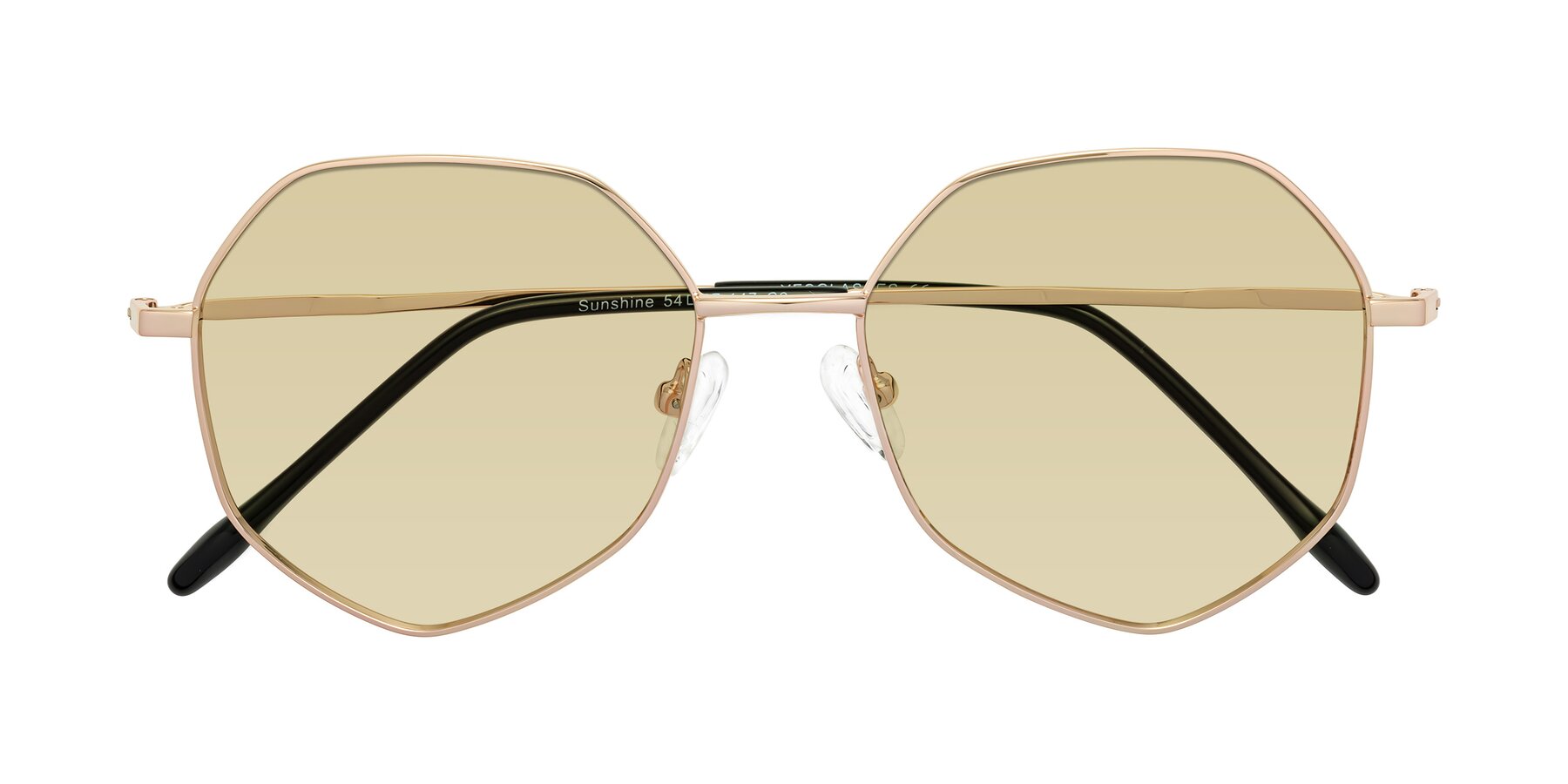 Folded Front of Sunshine in Rose Gold with Light Champagne Tinted Lenses