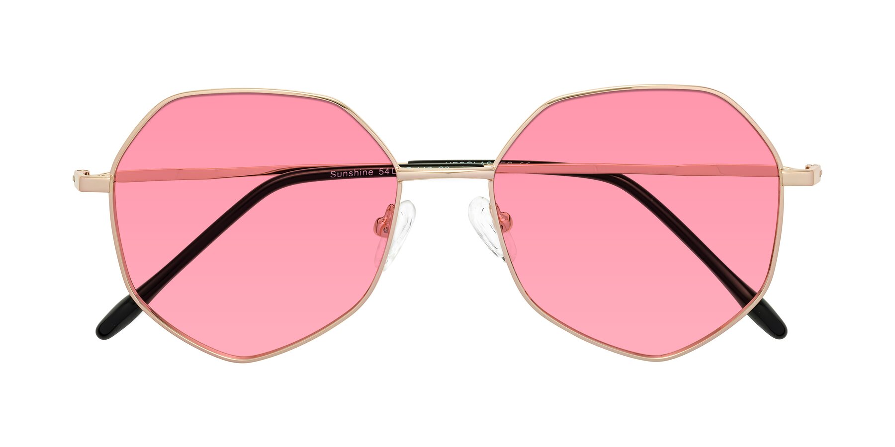 Folded Front of Sunshine in Rose Gold with Pink Tinted Lenses