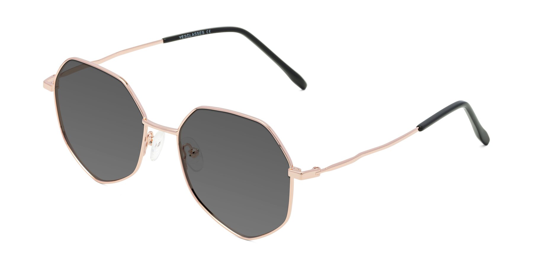 Angle of Sunshine in Rose Gold with Medium Gray Tinted Lenses