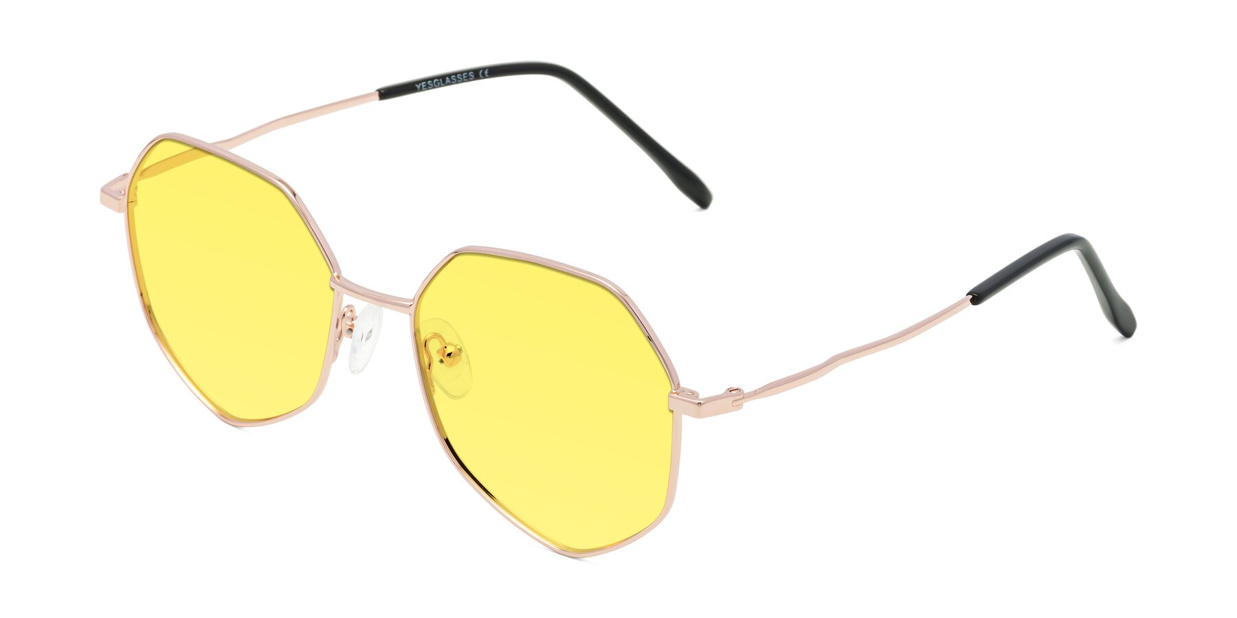 Angle of Sunshine in Rose Gold with Medium Yellow Tinted Lenses