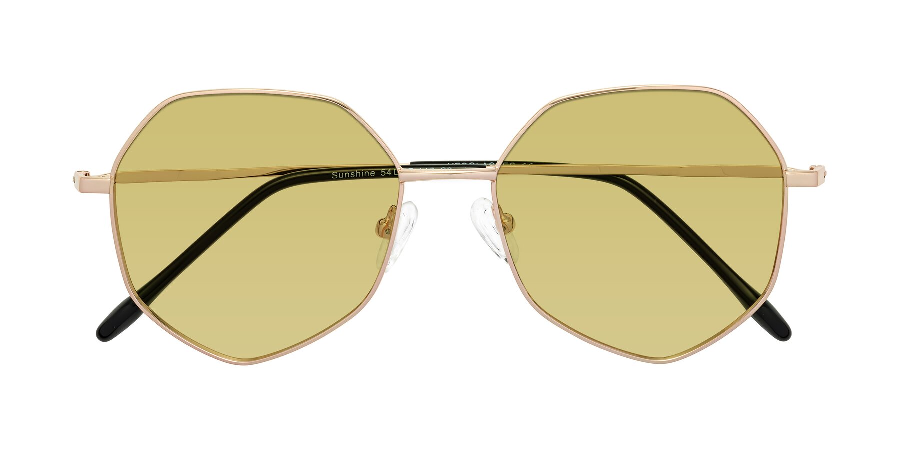 Folded Front of Sunshine in Rose Gold with Medium Champagne Tinted Lenses