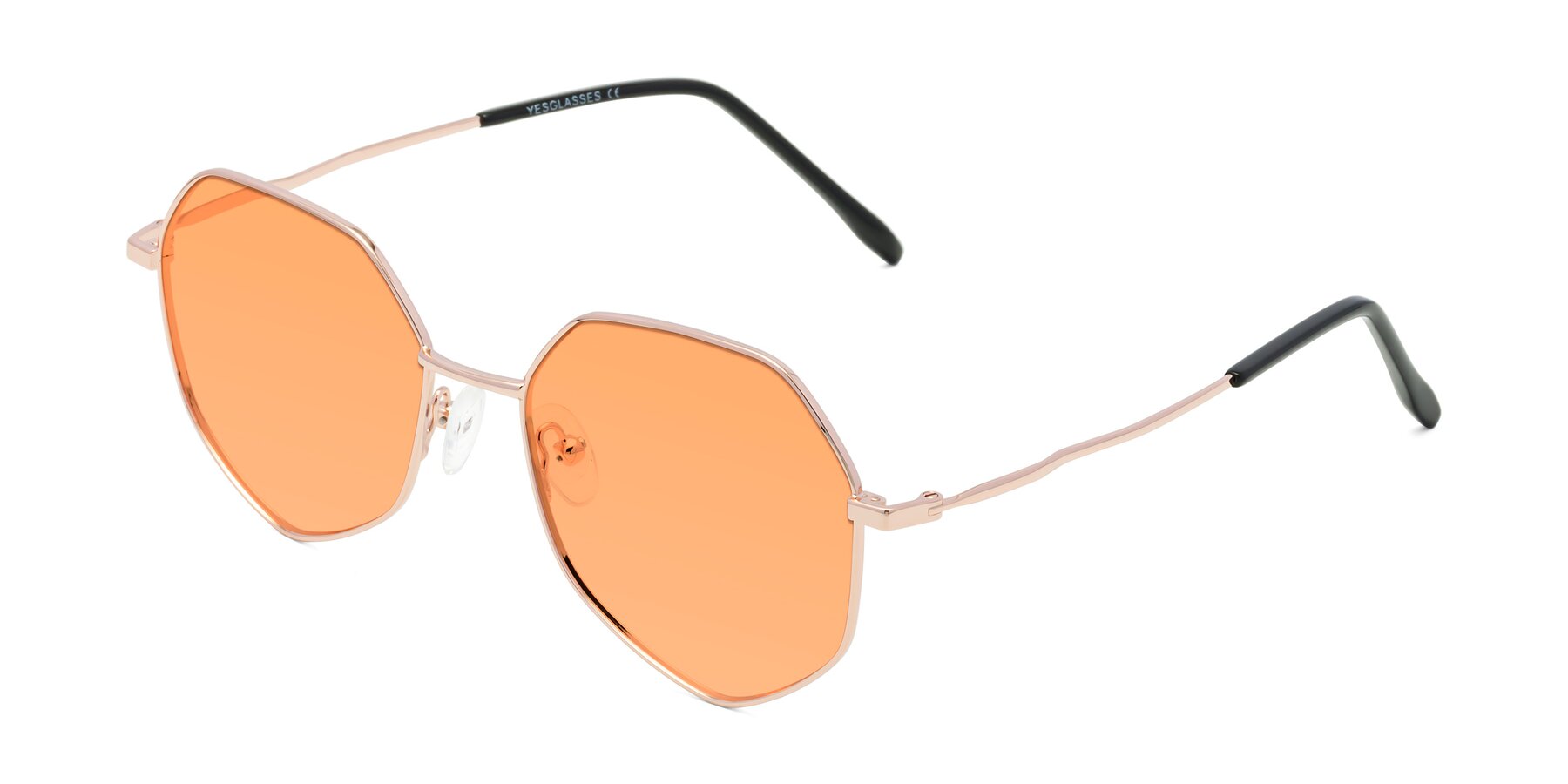 Angle of Sunshine in Rose Gold with Medium Orange Tinted Lenses