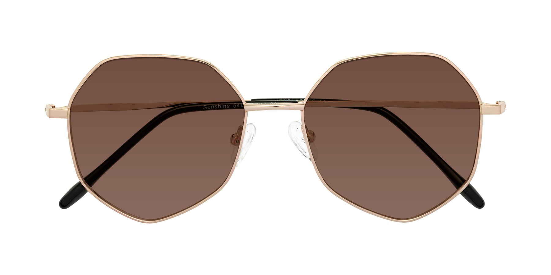 Folded Front of Sunshine in Rose Gold with Brown Tinted Lenses