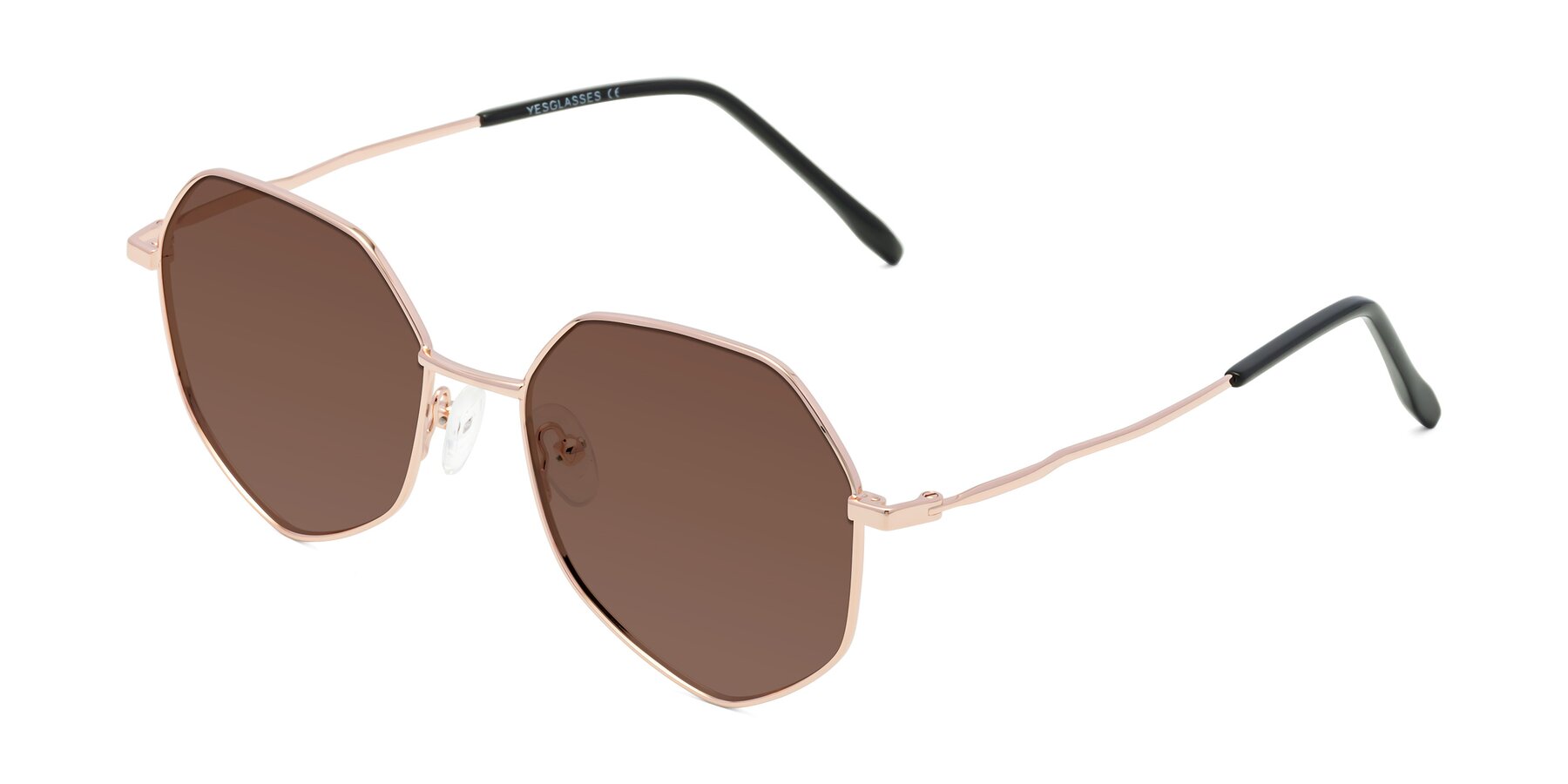 Angle of Sunshine in Rose Gold with Brown Tinted Lenses