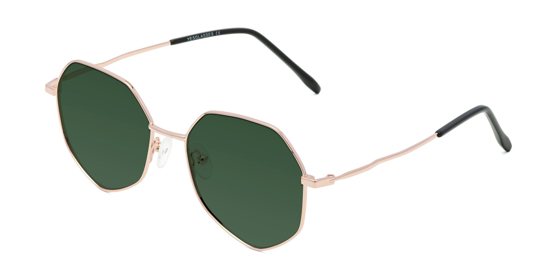 Angle of Sunshine in Rose Gold with Green Tinted Lenses