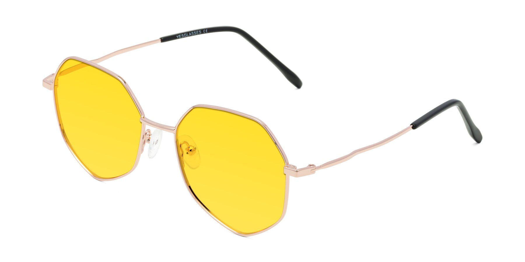 Angle of Sunshine in Rose Gold with Yellow Tinted Lenses