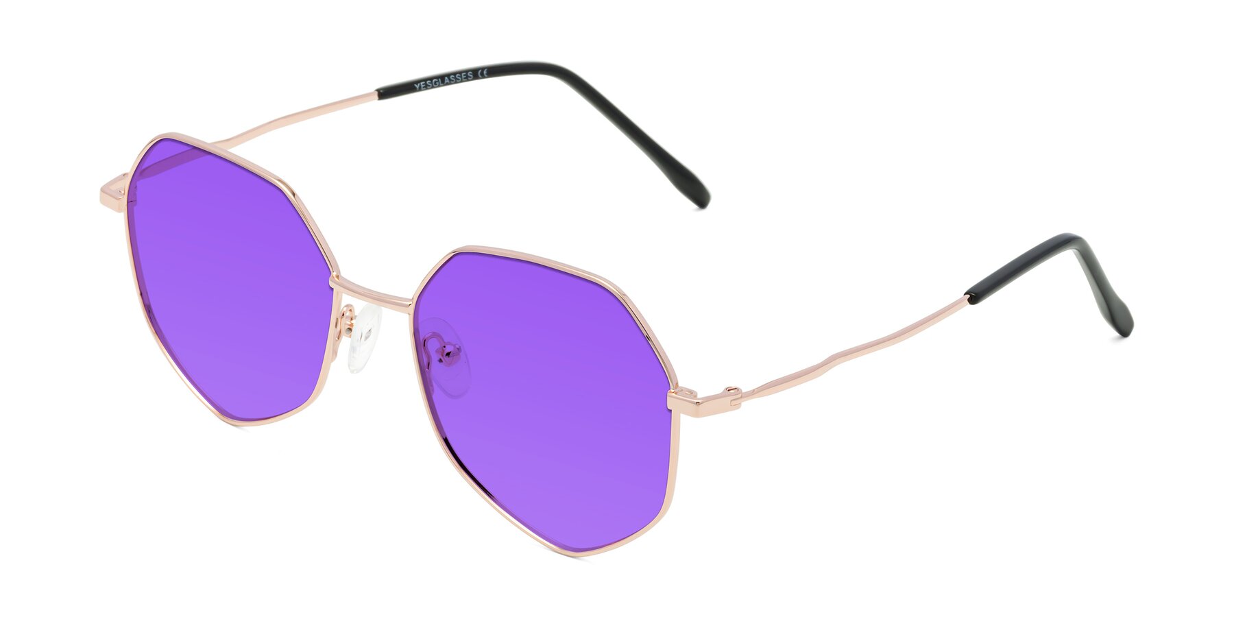 Angle of Sunshine in Rose Gold with Purple Tinted Lenses