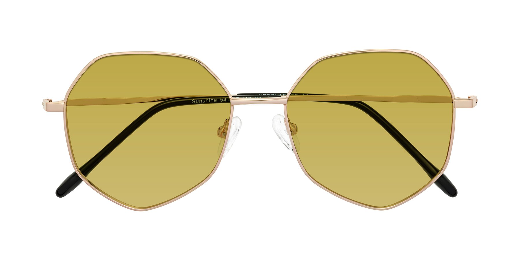 Folded Front of Sunshine in Rose Gold with Champagne Tinted Lenses