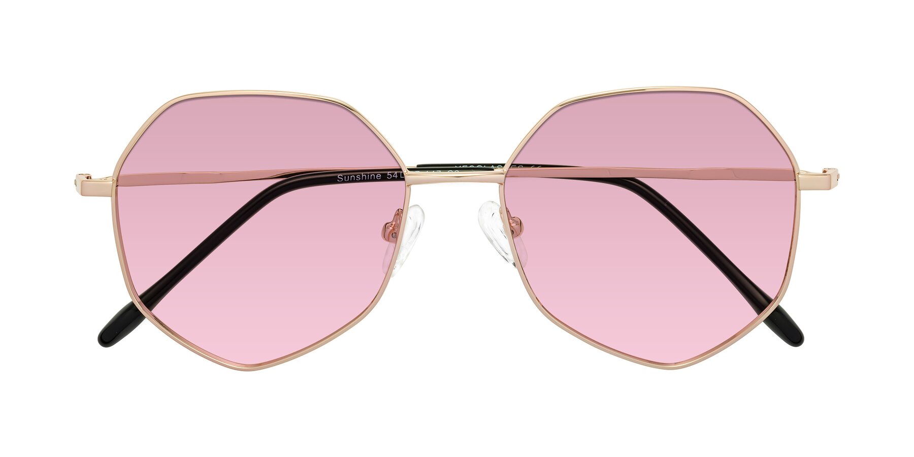 Folded Front of Sunshine in Rose Gold with Light Wine Tinted Lenses