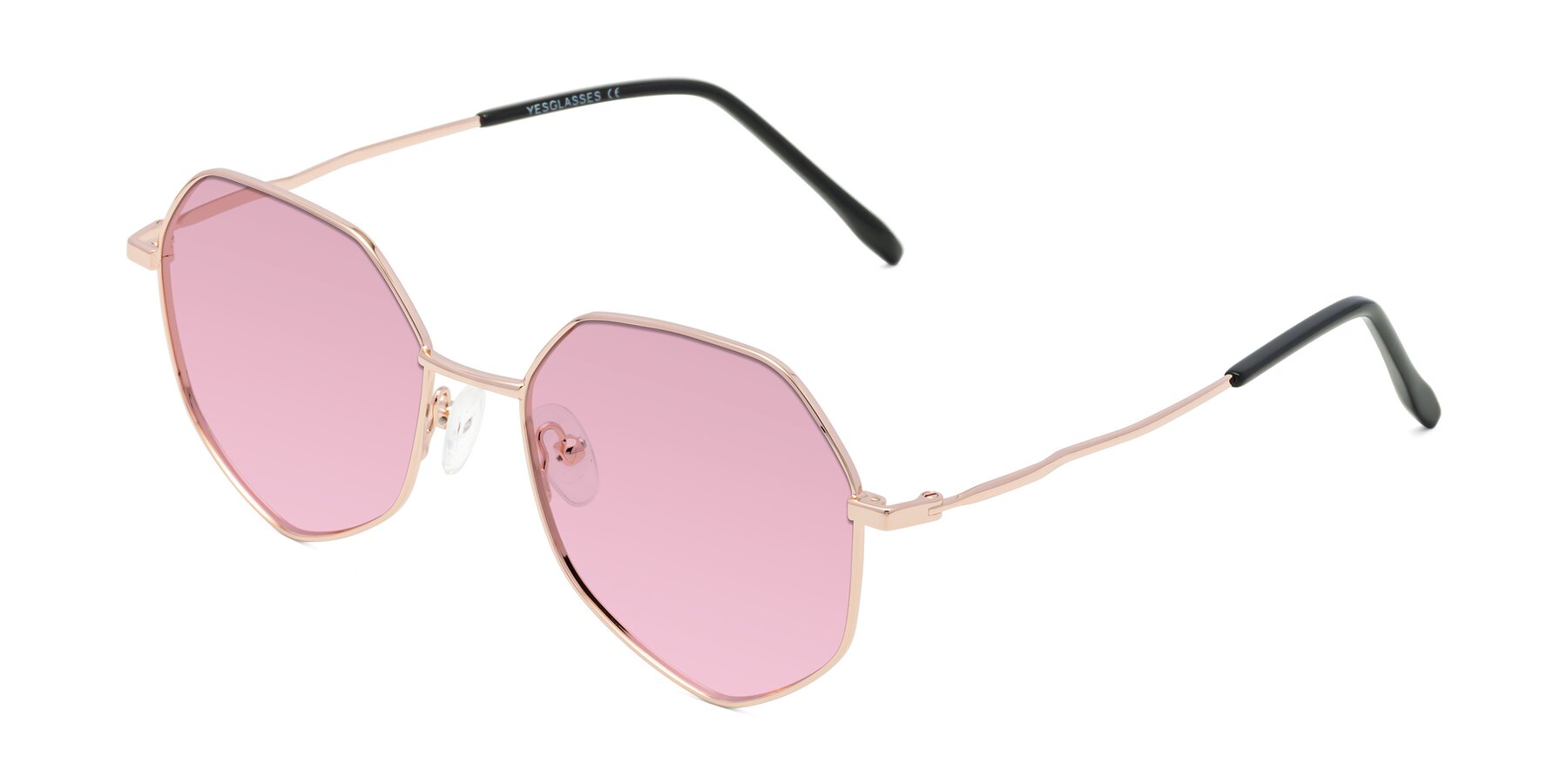 Angle of Sunshine in Rose Gold with Light Wine Tinted Lenses