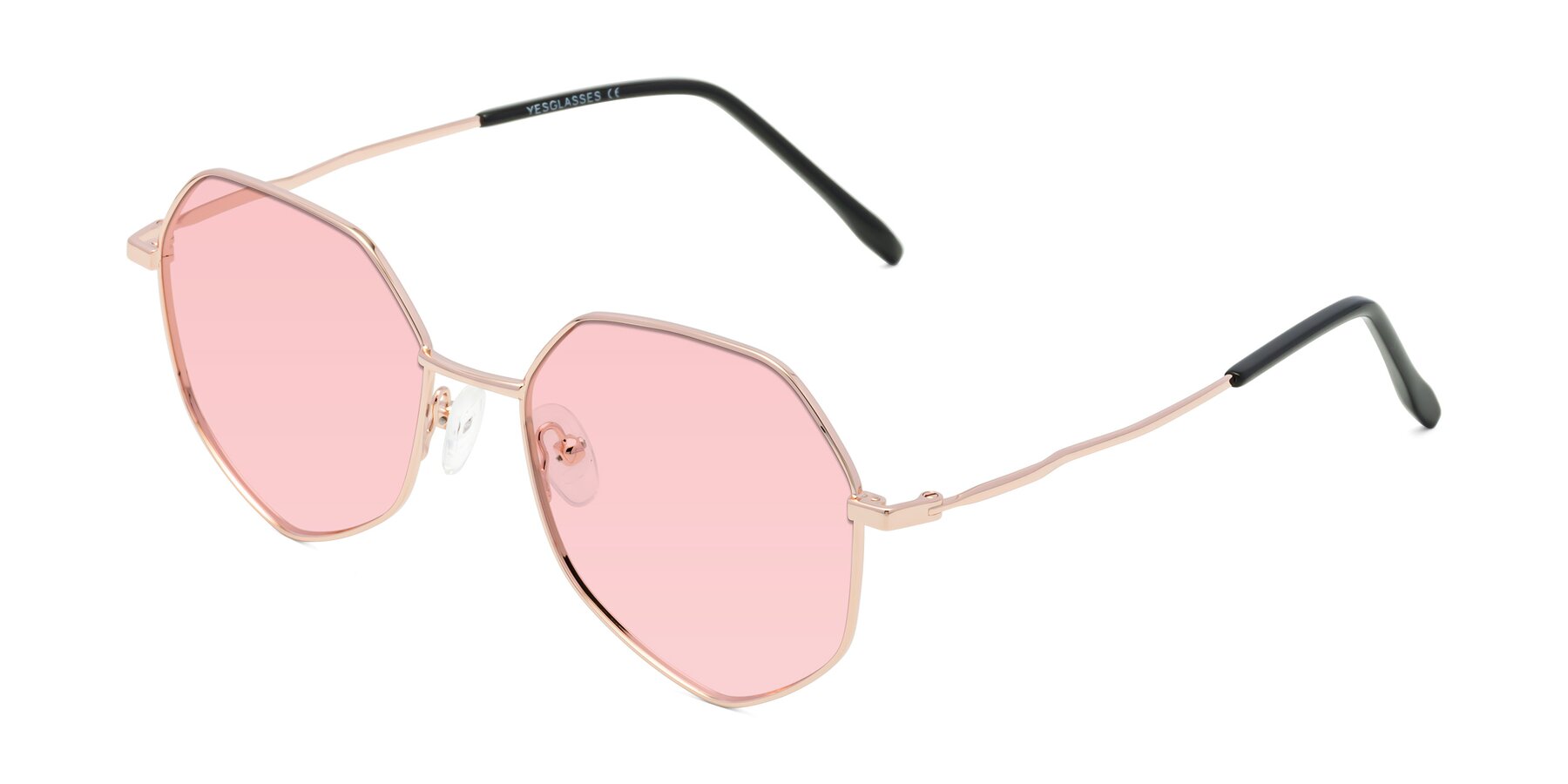 Angle of Sunshine in Rose Gold with Light Garnet Tinted Lenses