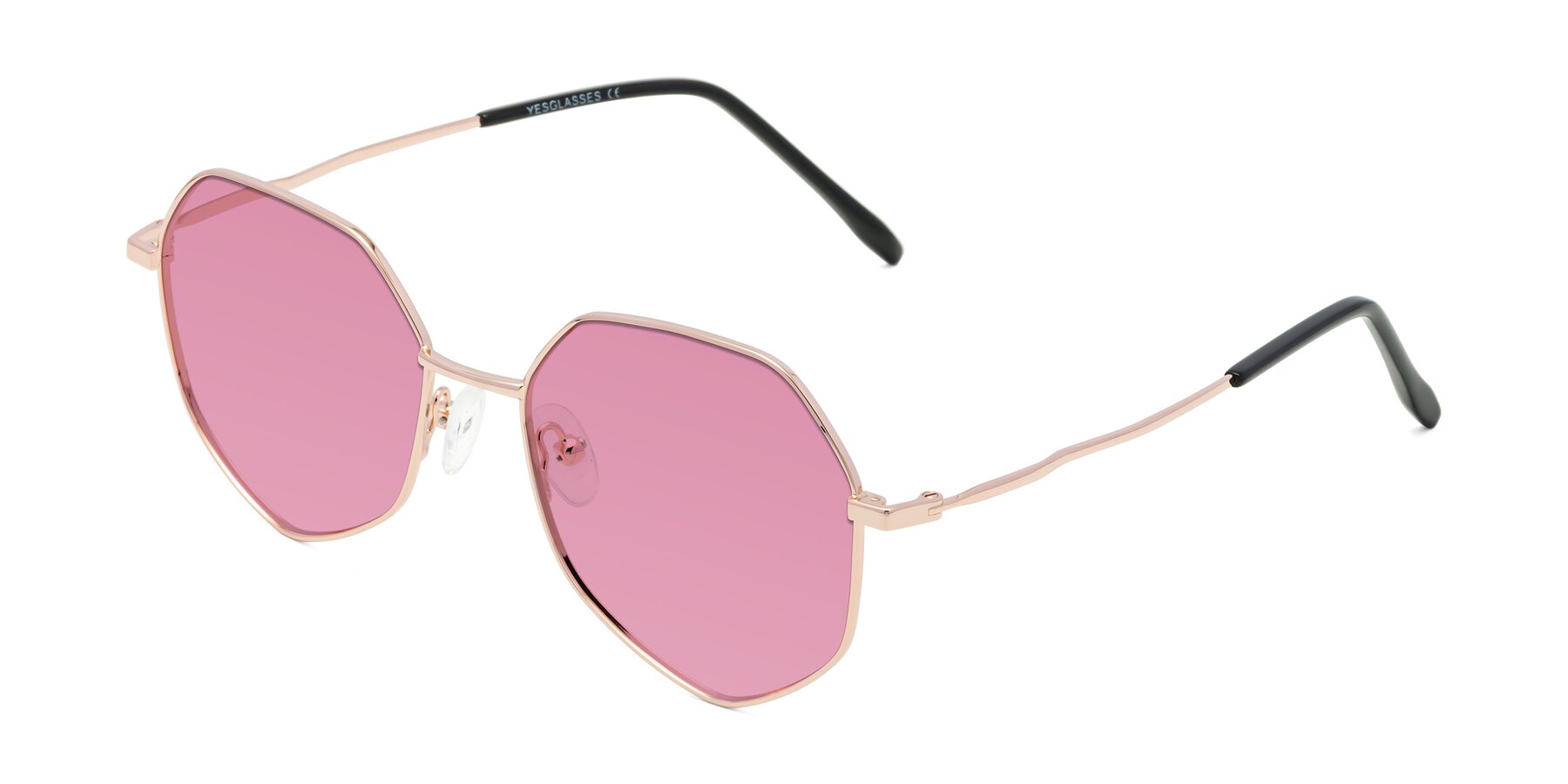 Angle of Sunshine in Rose Gold with Medium Wine Tinted Lenses