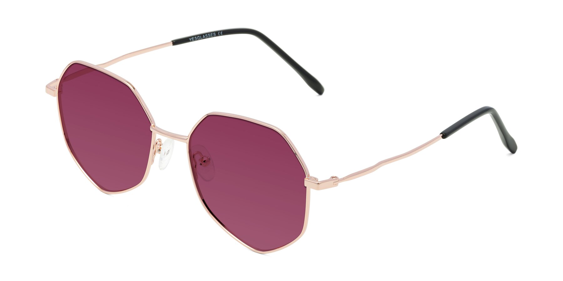 Angle of Sunshine in Rose Gold with Wine Tinted Lenses