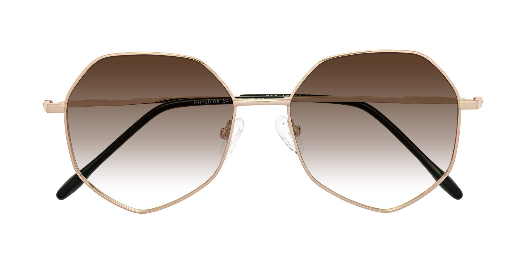 Folded Front of Sunshine in Rose Gold with Brown Gradient Lenses
