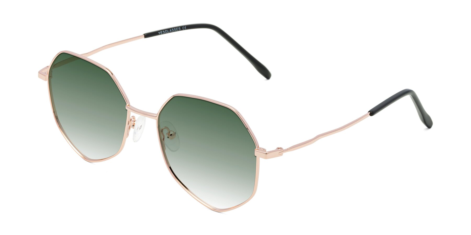 Angle of Sunshine in Rose Gold with Green Gradient Lenses