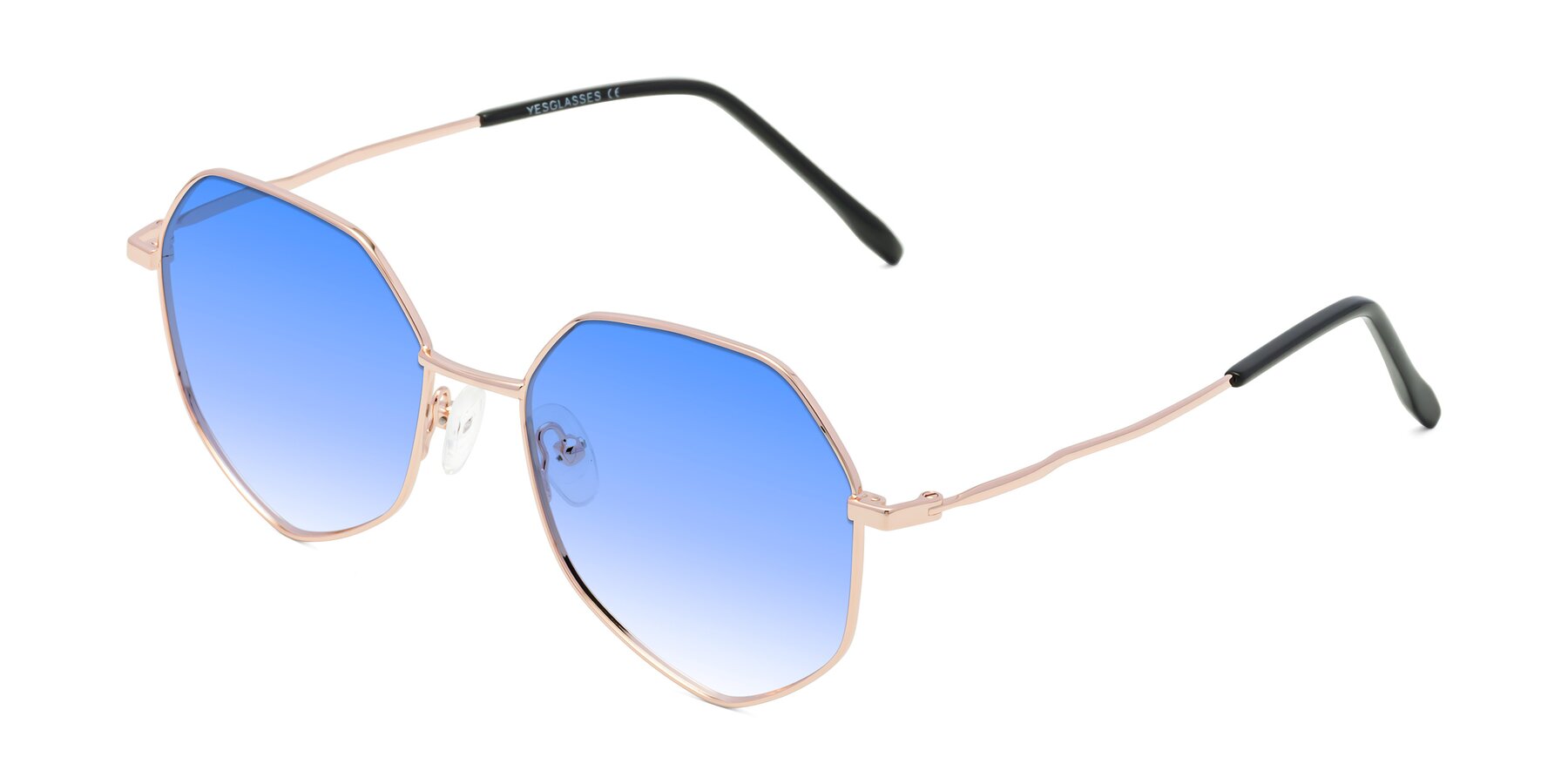 Angle of Sunshine in Rose Gold with Blue Gradient Lenses