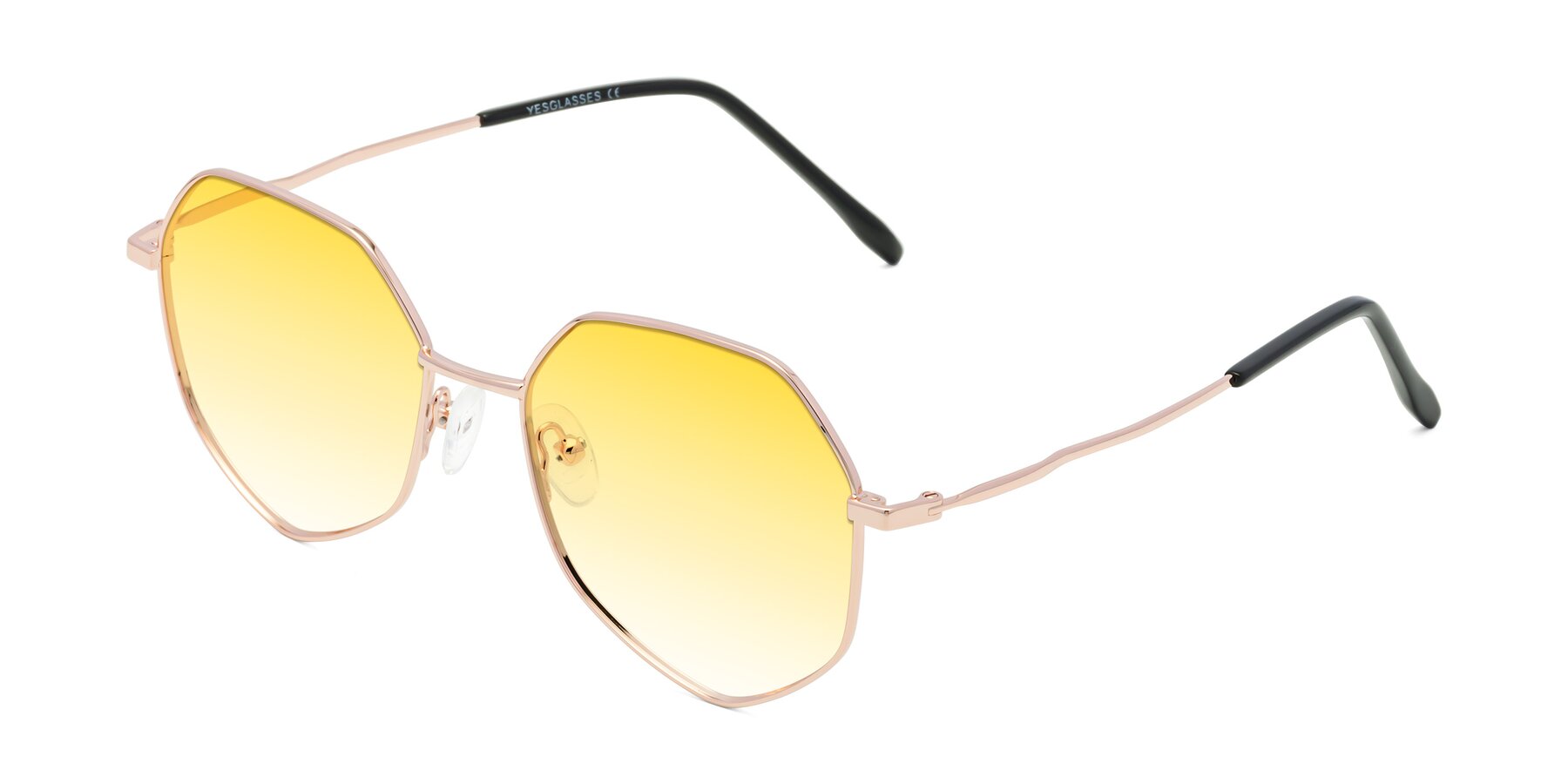 Angle of Sunshine in Rose Gold with Yellow Gradient Lenses