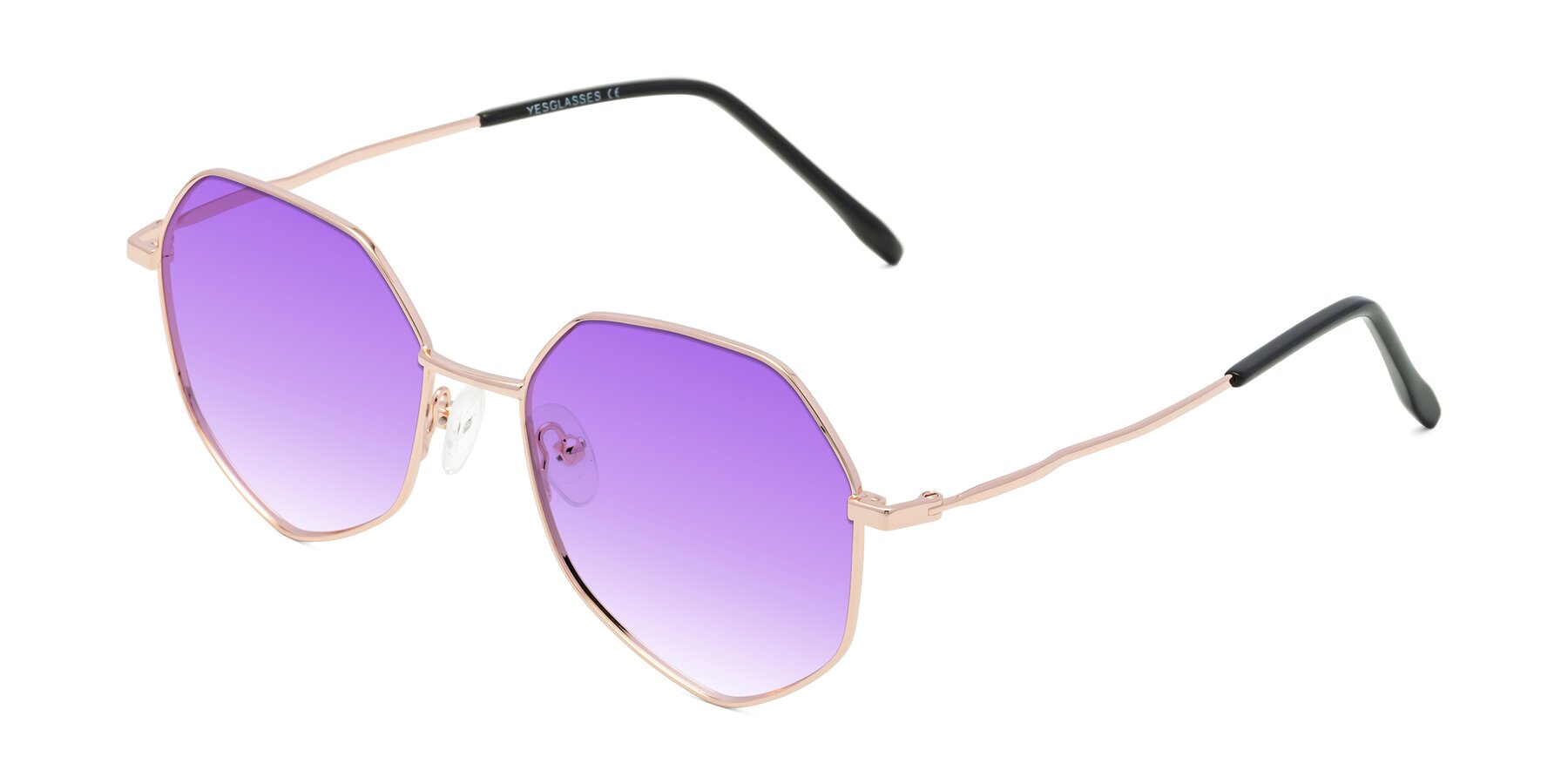 Angle of Sunshine in Rose Gold with Purple Gradient Lenses