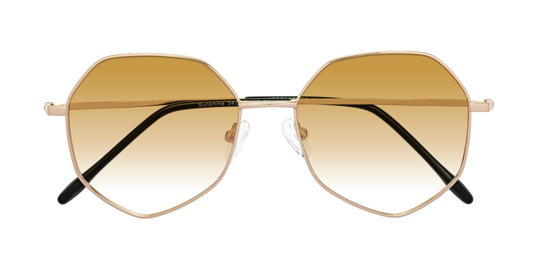 Folded Front of Sunshine in Rose Gold with Champagne Gradient Lenses