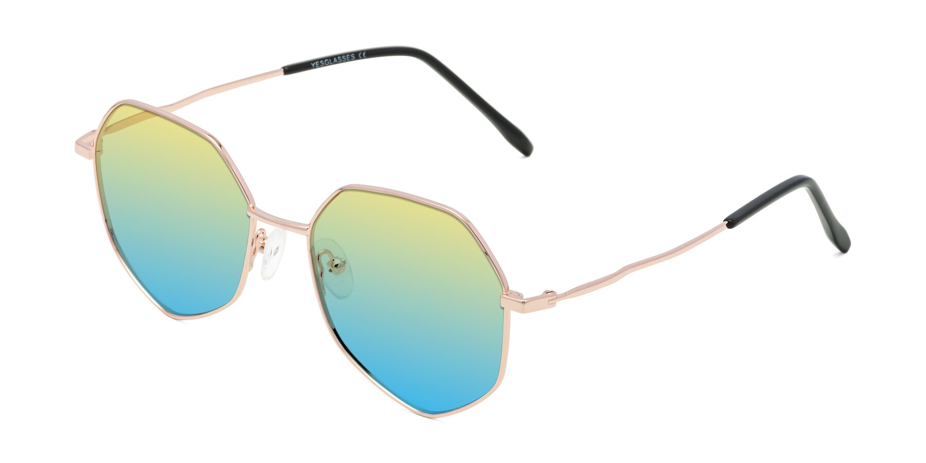 Angle of Sunshine in Rose Gold with Yellow / Blue Gradient Lenses