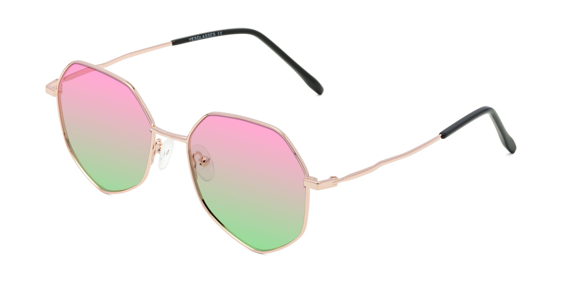 Angle of Sunshine in Rose Gold with Pink / Green Gradient Lenses