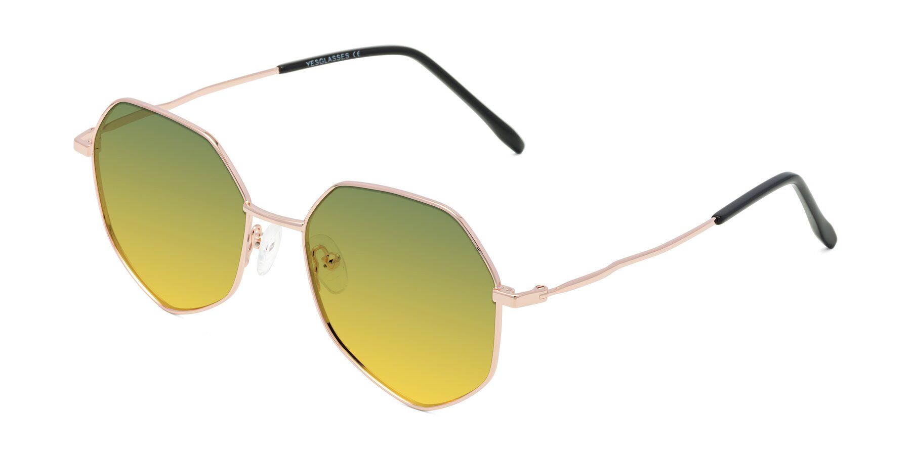 Angle of Sunshine in Rose Gold with Green / Yellow Gradient Lenses