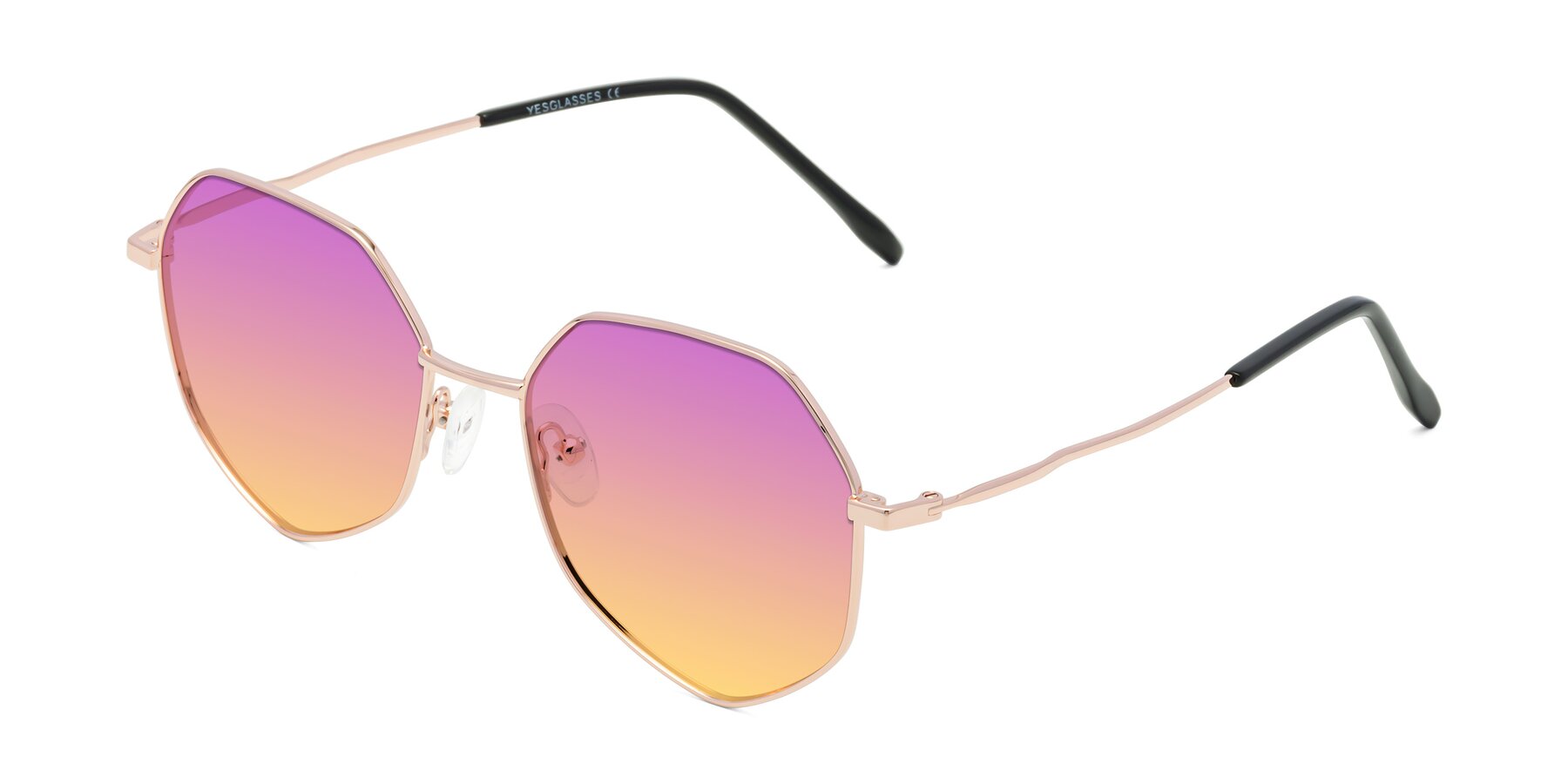 Angle of Sunshine in Rose Gold with Purple / Yellow Gradient Lenses