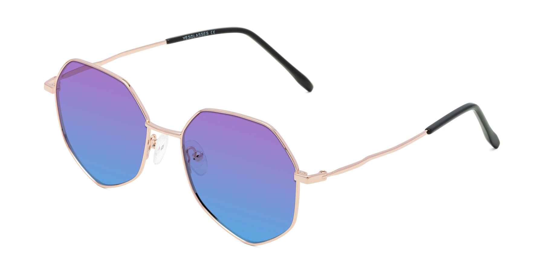 Angle of Sunshine in Rose Gold with Purple / Blue Gradient Lenses