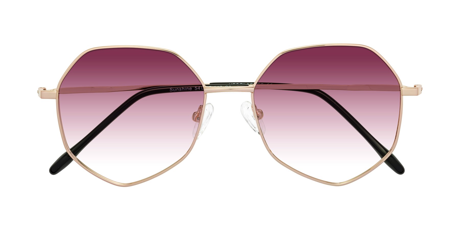 Folded Front of Sunshine in Rose Gold with Wine Gradient Lenses
