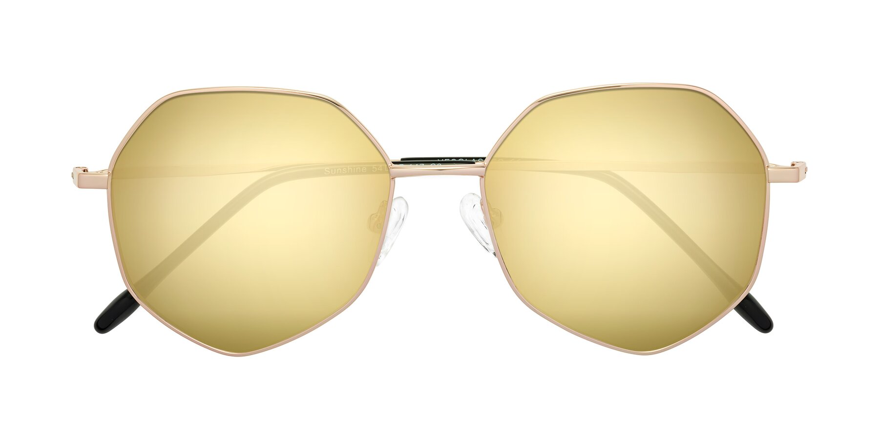 Folded Front of Sunshine in Rose Gold with Gold Mirrored Lenses