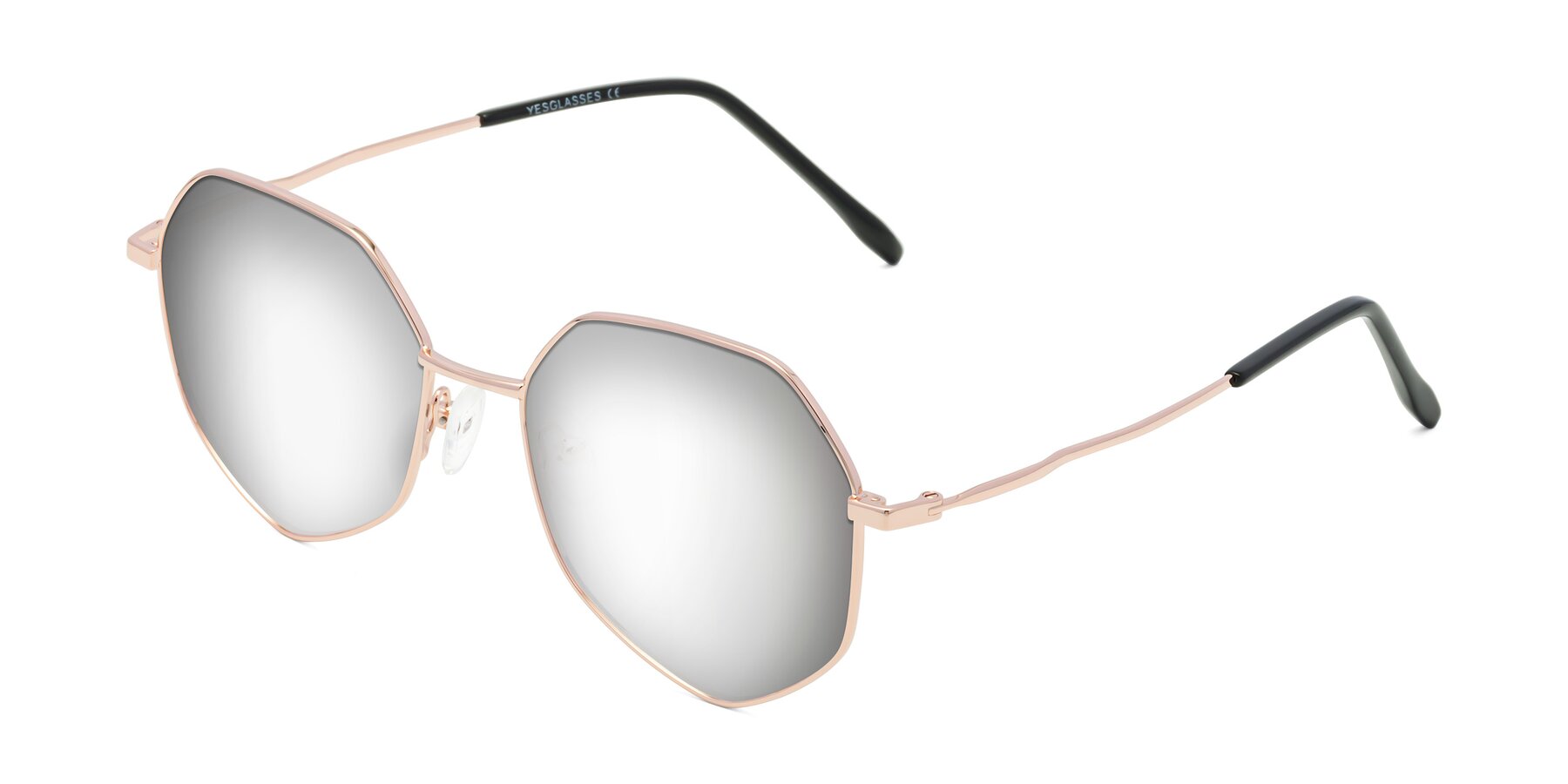 Angle of Sunshine in Rose Gold with Silver Mirrored Lenses