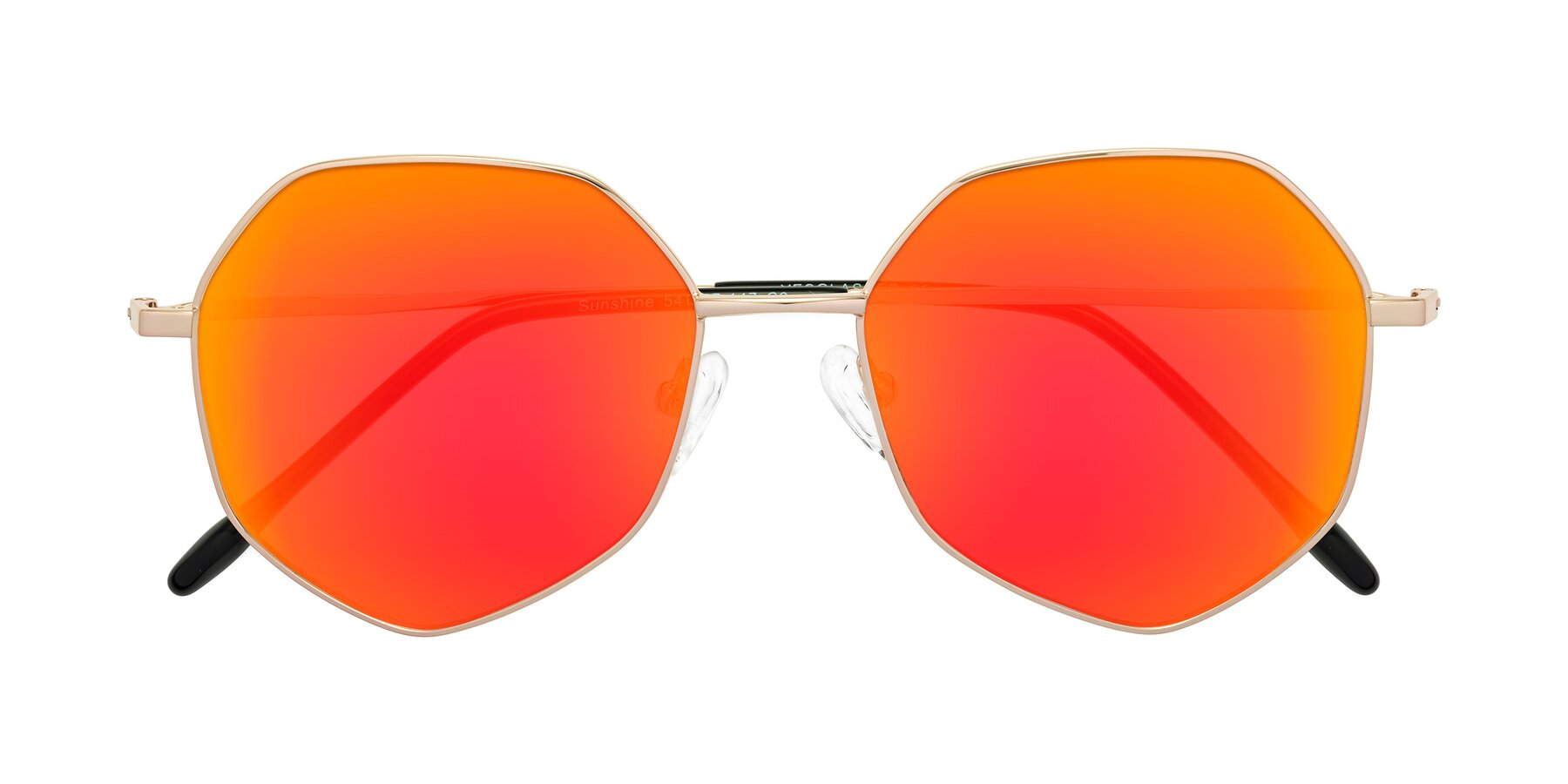 Folded Front of Sunshine in Rose Gold with Red Gold Mirrored Lenses