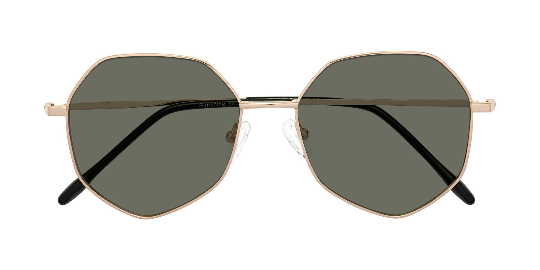 Folded Front of Sunshine in Rose Gold with Gray Polarized Lenses