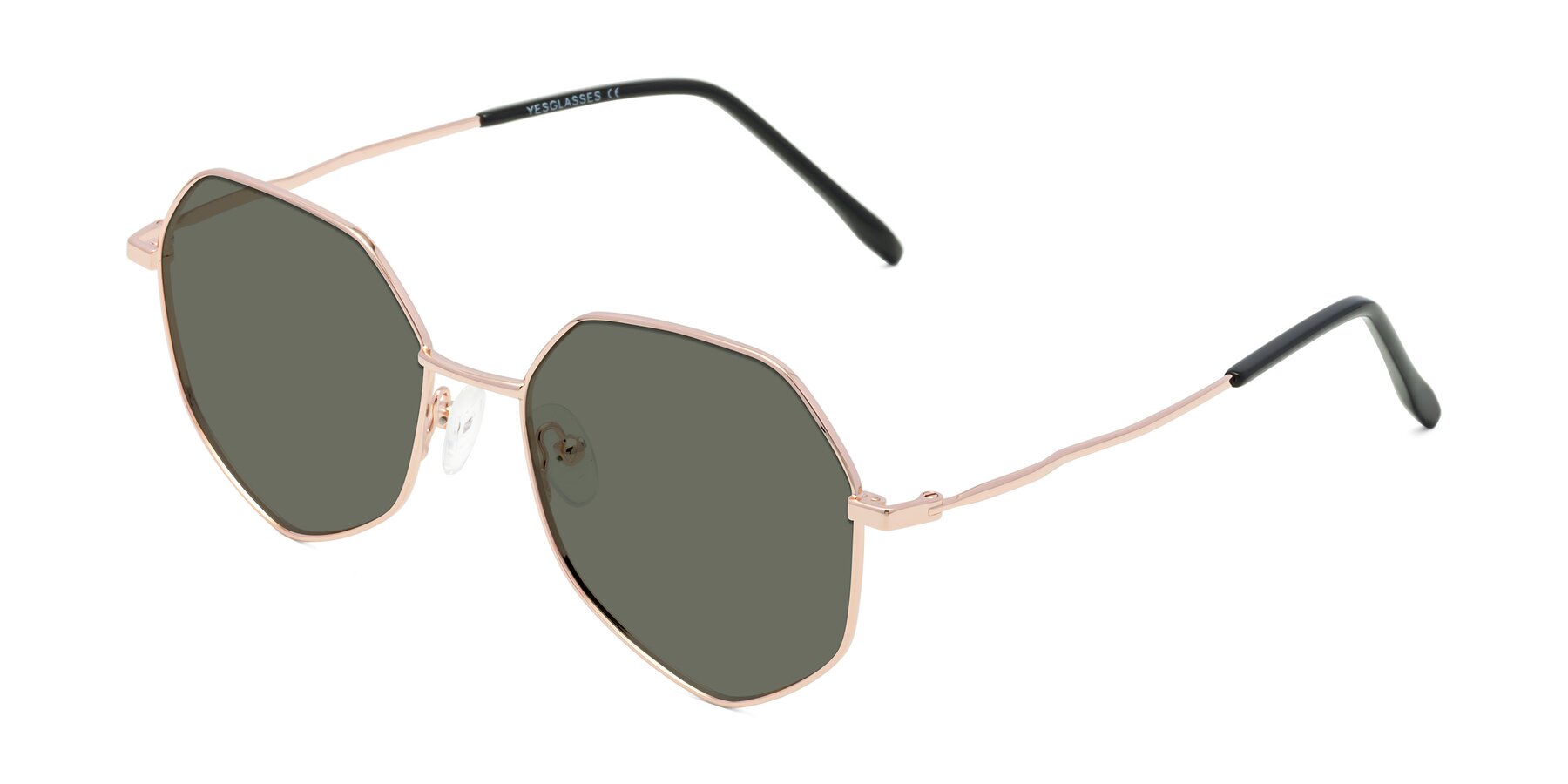 Angle of Sunshine in Rose Gold with Gray Polarized Lenses