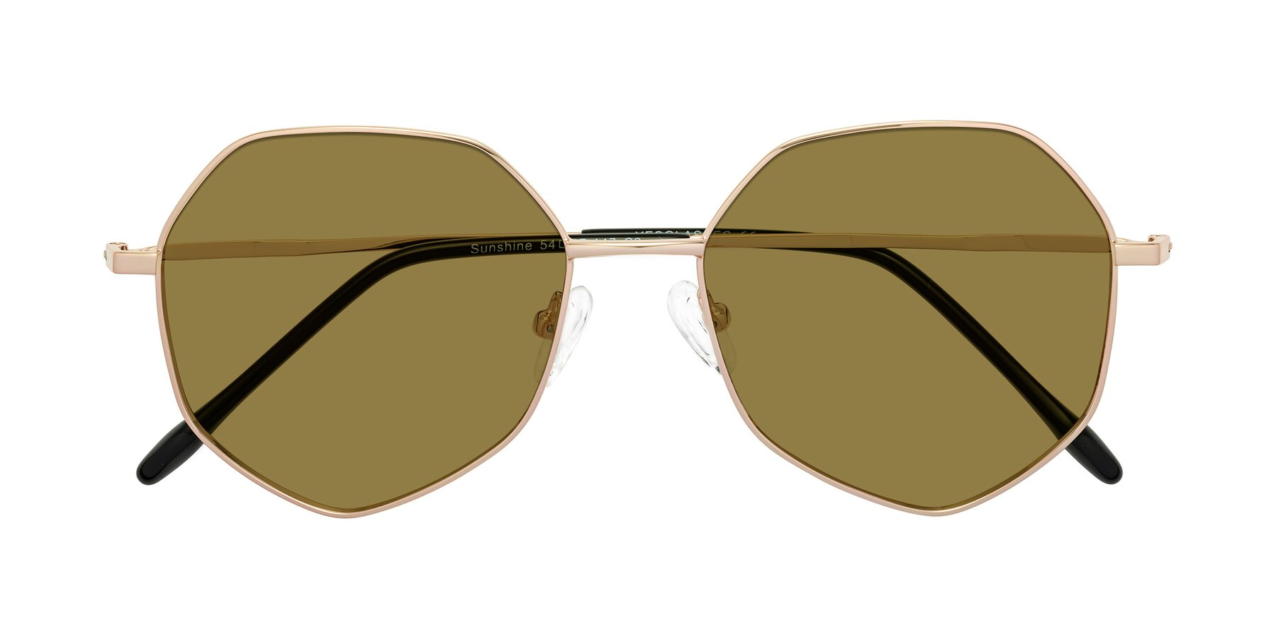Folded Front of Sunshine in Rose Gold with Brown Polarized Lenses