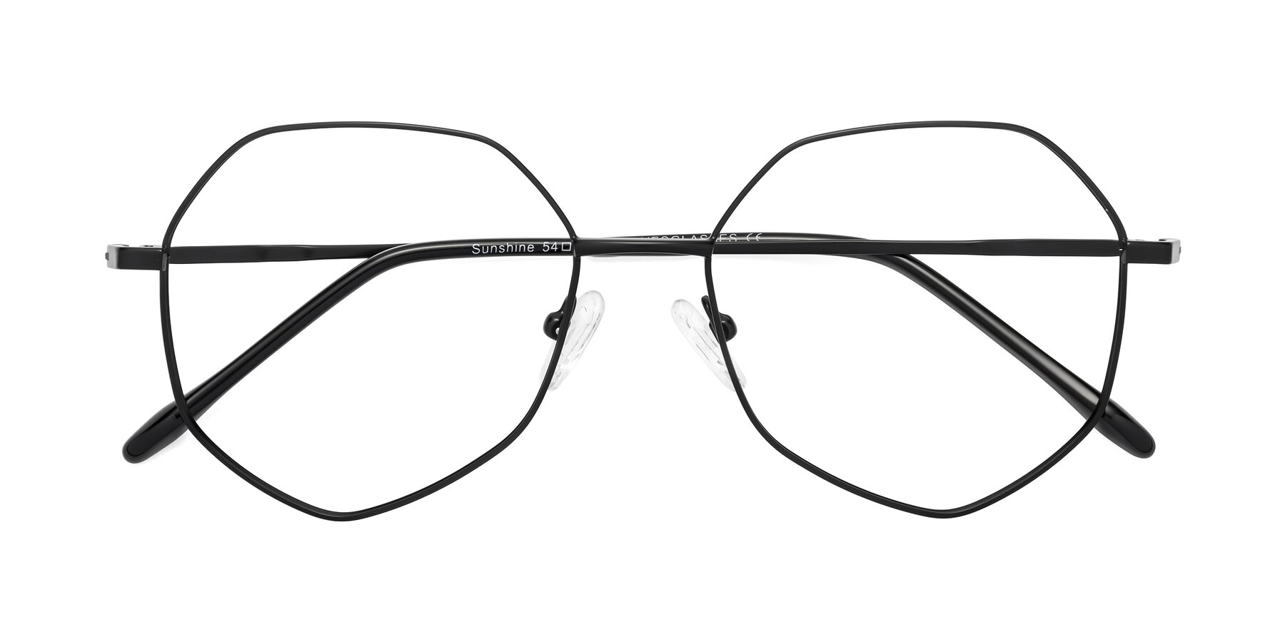 Folded Front of Sunshine in Black with Clear Reading Eyeglass Lenses