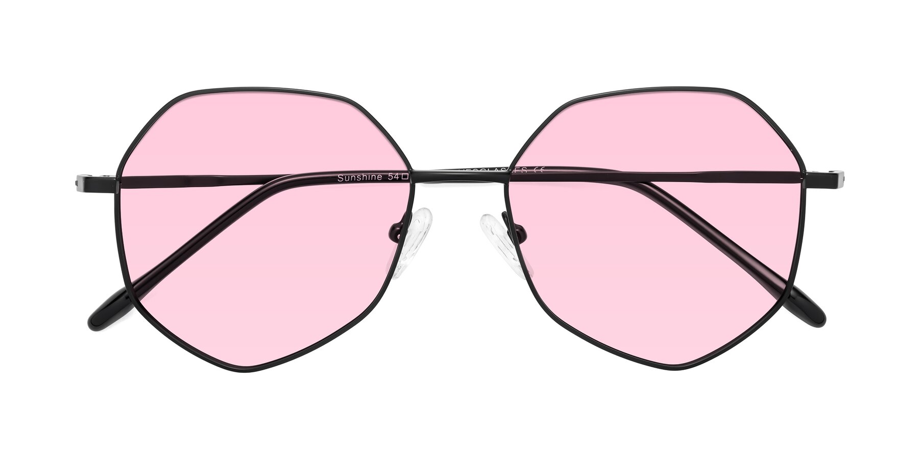 Folded Front of Sunshine in Black with Light Pink Tinted Lenses