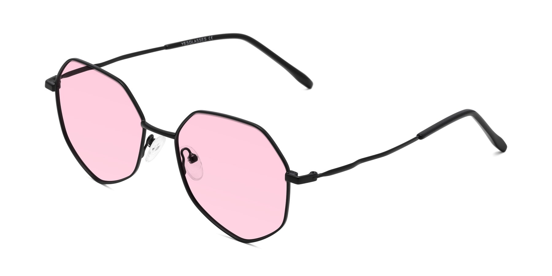 Angle of Sunshine in Black with Light Pink Tinted Lenses