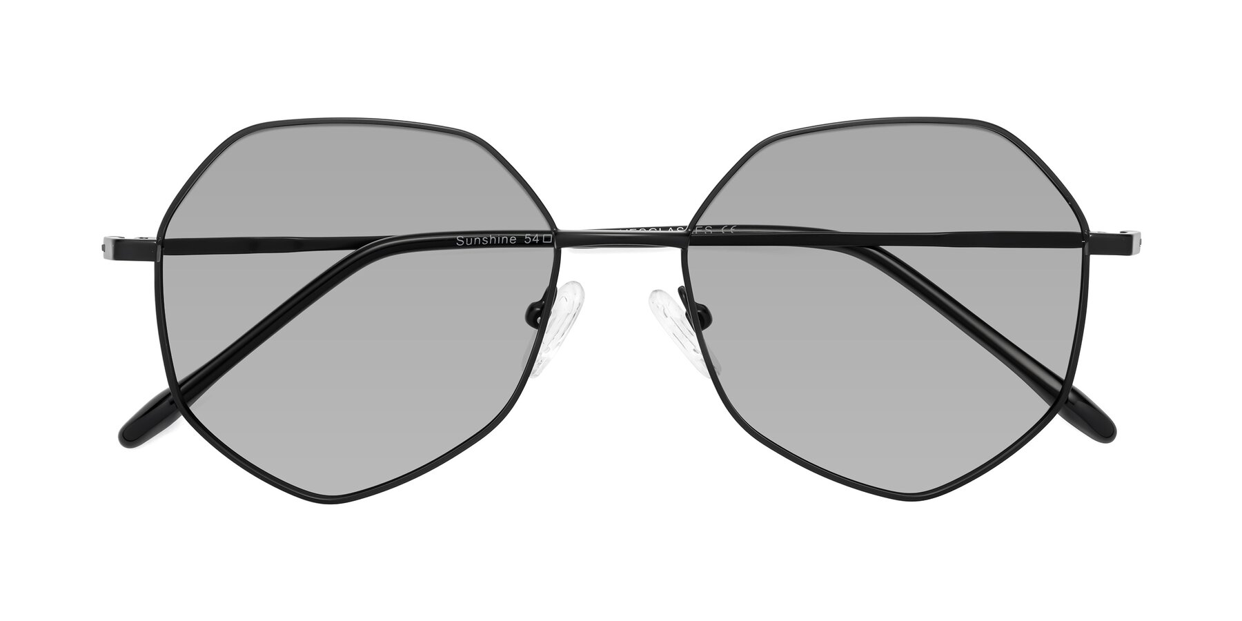 Folded Front of Sunshine in Black with Light Gray Tinted Lenses