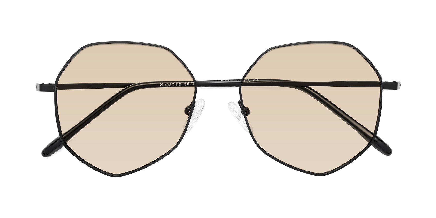 Folded Front of Sunshine in Black with Light Brown Tinted Lenses