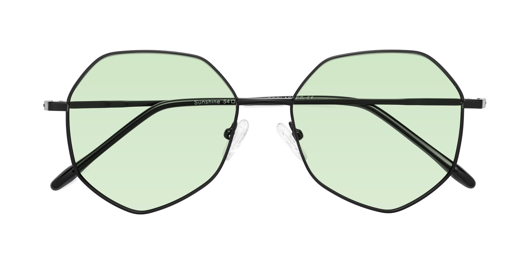 Folded Front of Sunshine in Black with Light Green Tinted Lenses