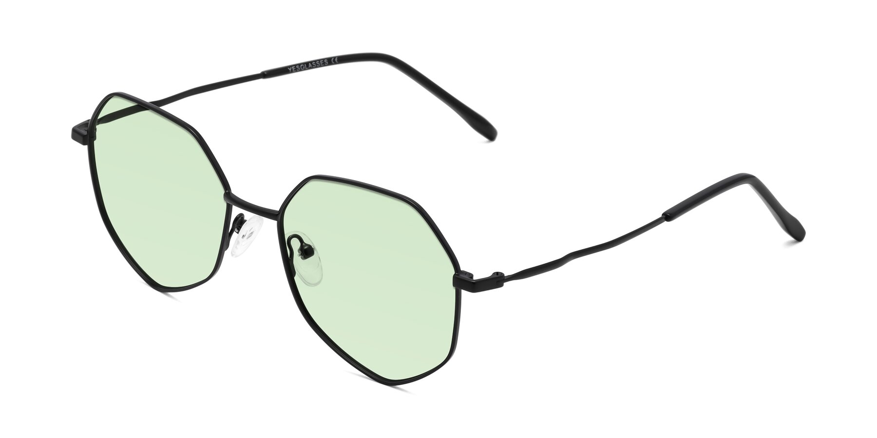 Angle of Sunshine in Black with Light Green Tinted Lenses